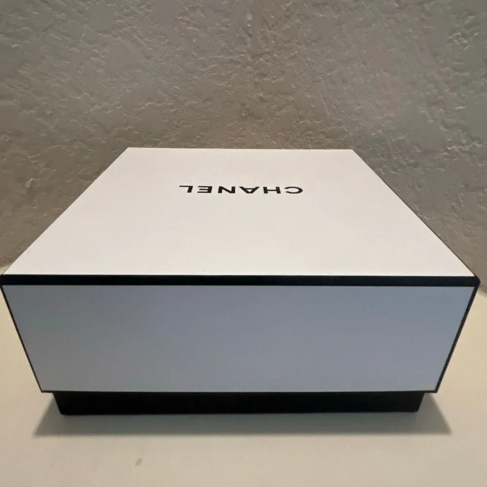 Chanel Square Box White Black Logo Luxury Decor Storage Display Giftbox 8.5x8.5